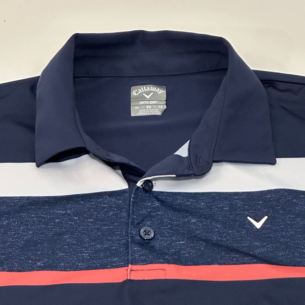 Callaway Men's Golf Polo Shirt‎ Navy Blue Opti-Dri Performance Size XL